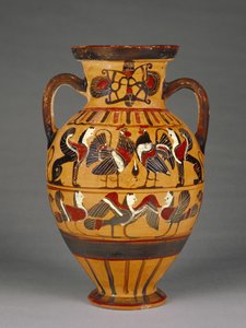 Attische zwartfigurige Tyrrheense amfoor uit Athene, 575-50 v.Chr.